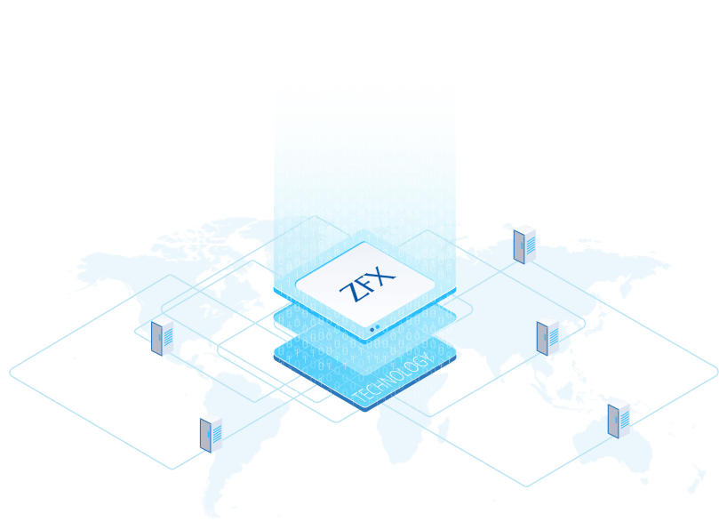 ZFX sebagai prozessor global di pusat dan pelayan yang menghubungkannya dari seluruh dunia